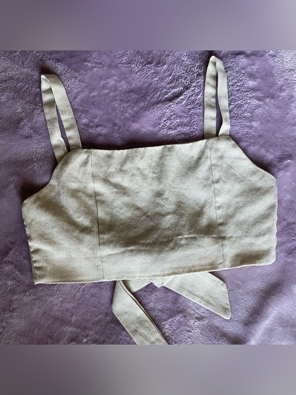 Altar’d State Beige Linen Blend Tie Back Crop Tank Top XS